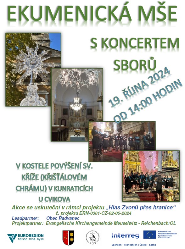 Plakát mše a koncert sborů
